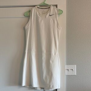 Nike White Sleeveless Athletic Tennis Dress with Subtle Swoosh